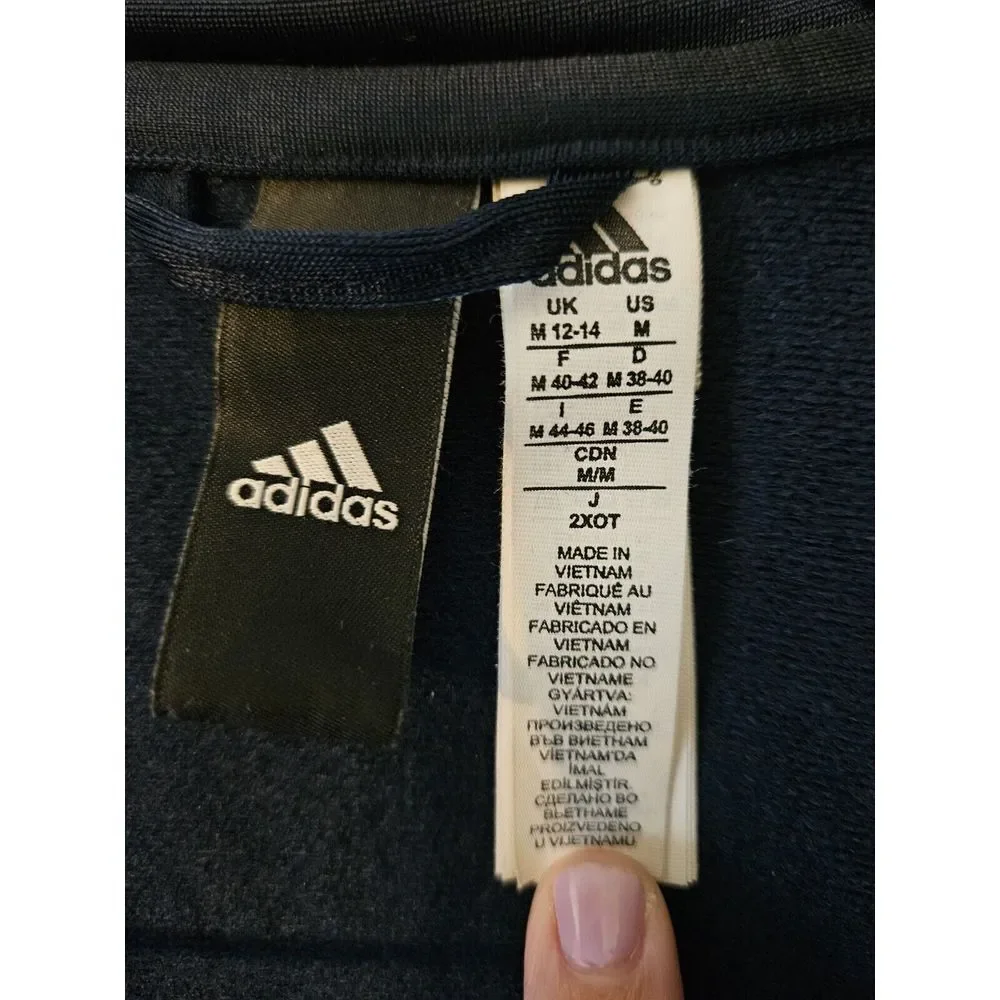 Adidas Full Zip‎ Warm Up Track Jacket Youth M 12-14 blue and white 3 stripe